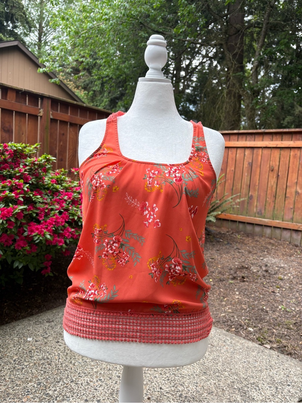 Floral Coral Tank Top